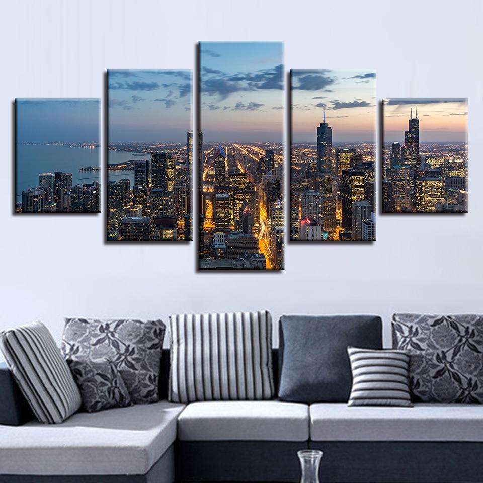 High-Rise Building 1 - Nature 5 Panel Canvas Art Wall Decor High-Rise Building 1 - Nature 5 Panel Canvas Art Wall Decor