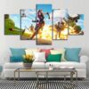 High Stakes The Ace and Wild Card Fortnite Gaming - 5 Panel Canvas Art Wall Decor