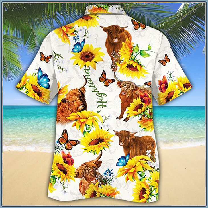 Highland Cattle Sunflower Hawaiian Shirt Highland Cattle Sunflower Hawaiian Shirt