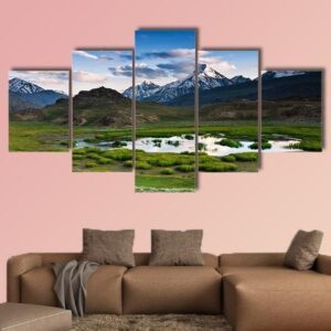 Himalayas Lake In Summer Time Multi Panel - Nature 5 Panel Canvas Art Wall Decor
