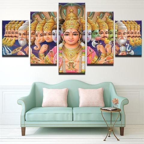 Hindu Deities - Religion 5 Panel Canvas Art Wall Decor Hindu Deities - Religion 5 Panel Canvas Art Wall Decor