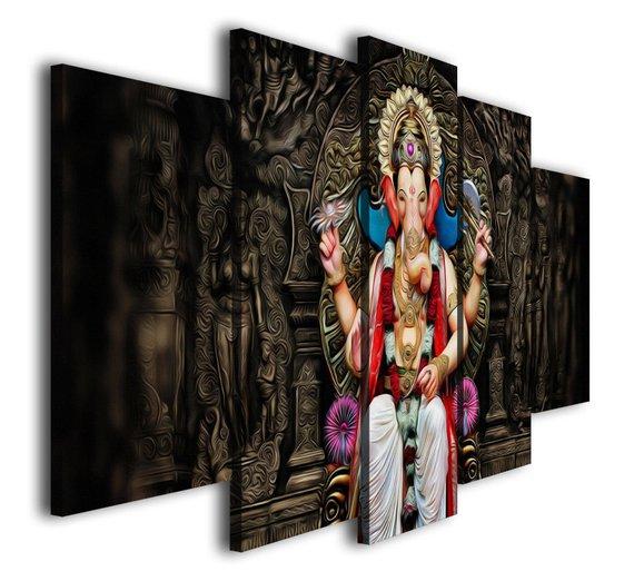 Hindu God Ganesha 22 - Religion 5 Panel Canvas Art Wall Decor Hindu God Ganesha 22 - Religion 5 Panel Canvas Art Wall Decor