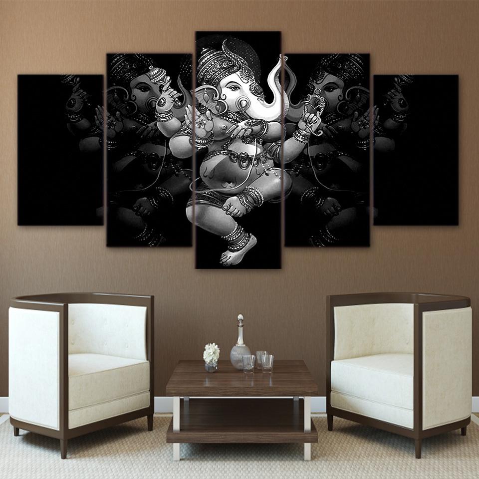 Hindu God Ganesha Elephant 1 - Religion 5 Panel Canvas Art Wall Decor Hindu God Ganesha Elephant 1 - Religion 5 Panel Canvas Art Wall Decor