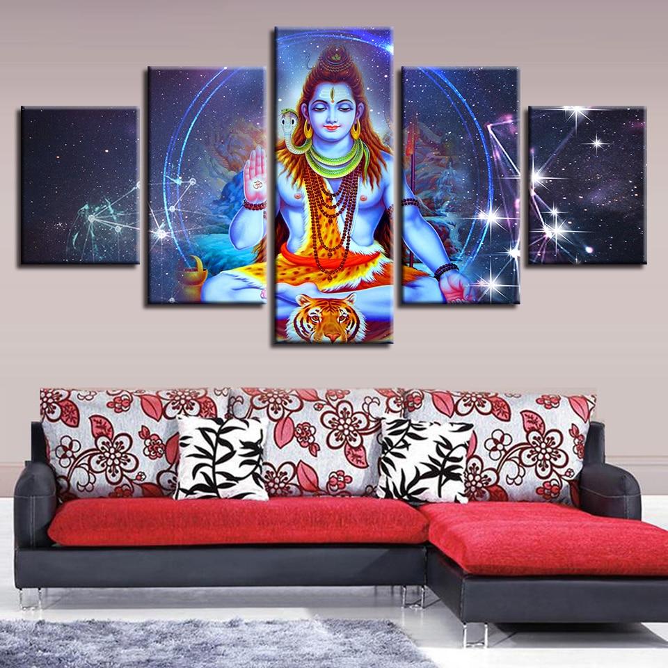 Hindu God Lord Shiva And Constellation - Religion 5 Panel Canvas Art Wall Decor Hindu God Lord Shiva And Constellation - Religion 5 Panel Canvas Art Wall Decor