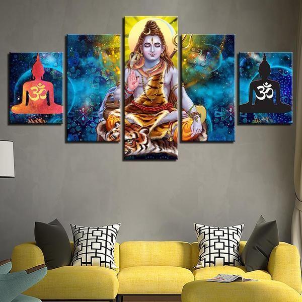 Hindu Lord Shiva - Religion 5 Panel Canvas Art Wall Decor Hindu Lord Shiva - Religion 5 Panel Canvas Art Wall Decor