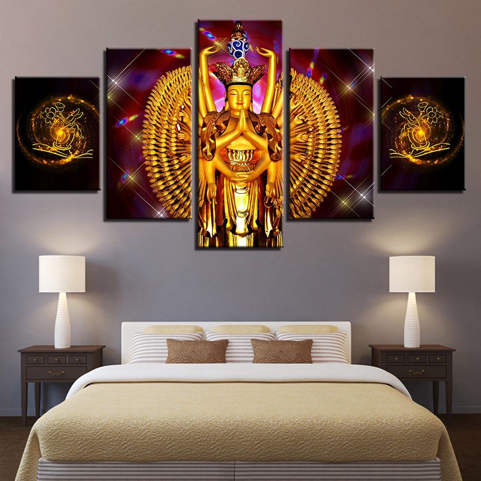 Hindu Thousand-Hand Kwan-Yin - Religion 5 Panel Canvas Art Wall Decor Hindu Thousand-Hand Kwan-Yin - Religion 5 Panel Canvas Art Wall Decor