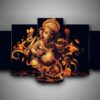 Hinduism - Religion - Ganesha 1 - Religion 5 Panel Canvas Art Wall Decor