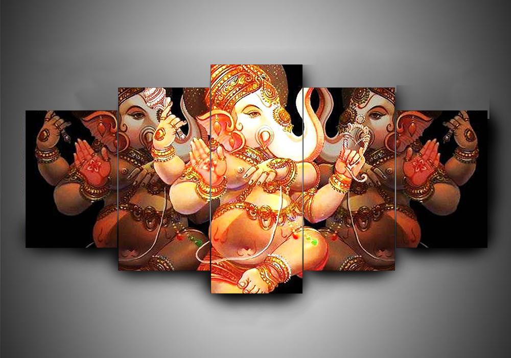 Hinduism - Religion - Ganesha 2 - Religion 5 Panel Canvas Art Wall Decor Hinduism - Religion - Ganesha 2 - Religion 5 Panel Canvas Art Wall Decor
