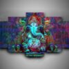 Hinduism - Religion - Ganesha 3 - Religion 5 Panel Canvas Art Wall Decor
