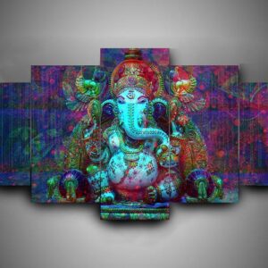 Hinduism - Religion - Ganesha 3 - Religion 5 Panel Canvas Art Wall Decor