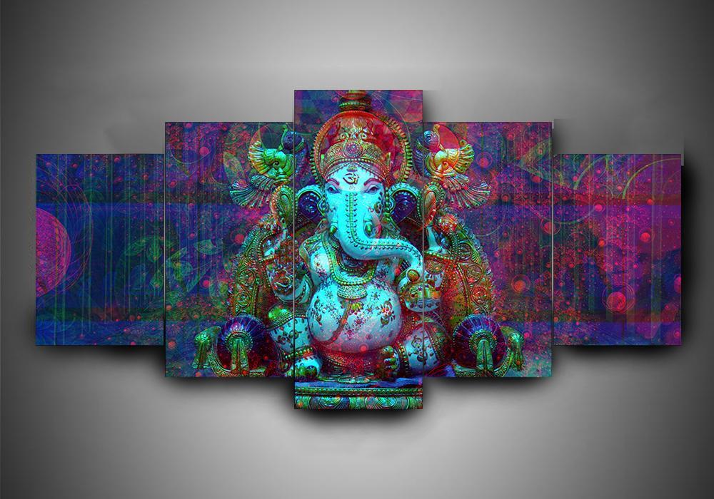 Hinduism - Religion - Ganesha 3 - Religion 5 Panel Canvas Art Wall Decor Hinduism - Religion - Ganesha 3 - Religion 5 Panel Canvas Art Wall Decor