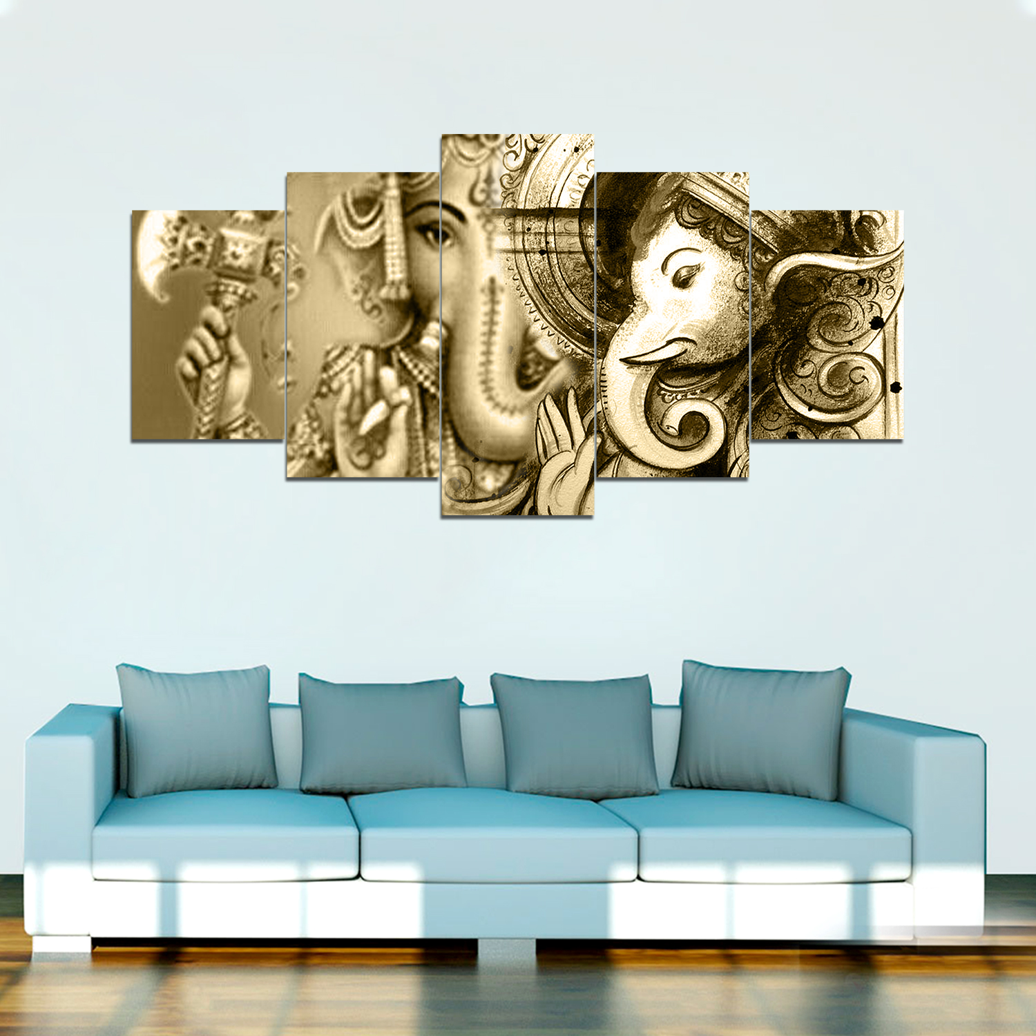 Hinduism - Religion - Ganesha 4 - Religion 5 Panel Canvas Art Wall Decor Hinduism - Religion - Ganesha 4 - Religion 5 Panel Canvas Art Wall Decor
