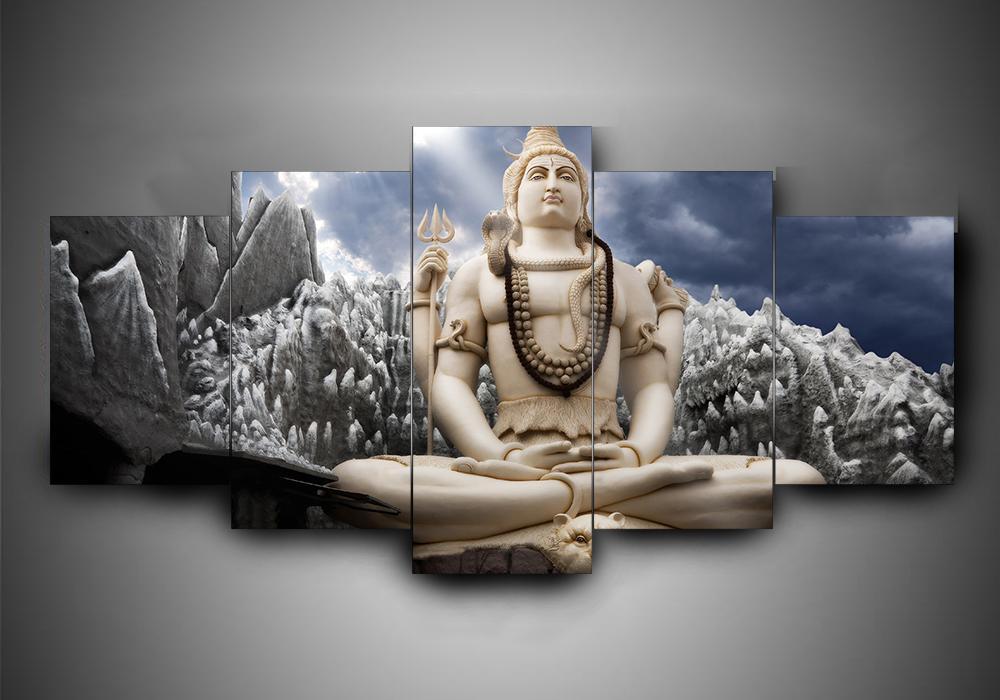 Hinduism - Religion - Shiva 1 - Religion 5 Panel Canvas Art Wall Decor Hinduism - Religion - Shiva 1 - Religion 5 Panel Canvas Art Wall Decor