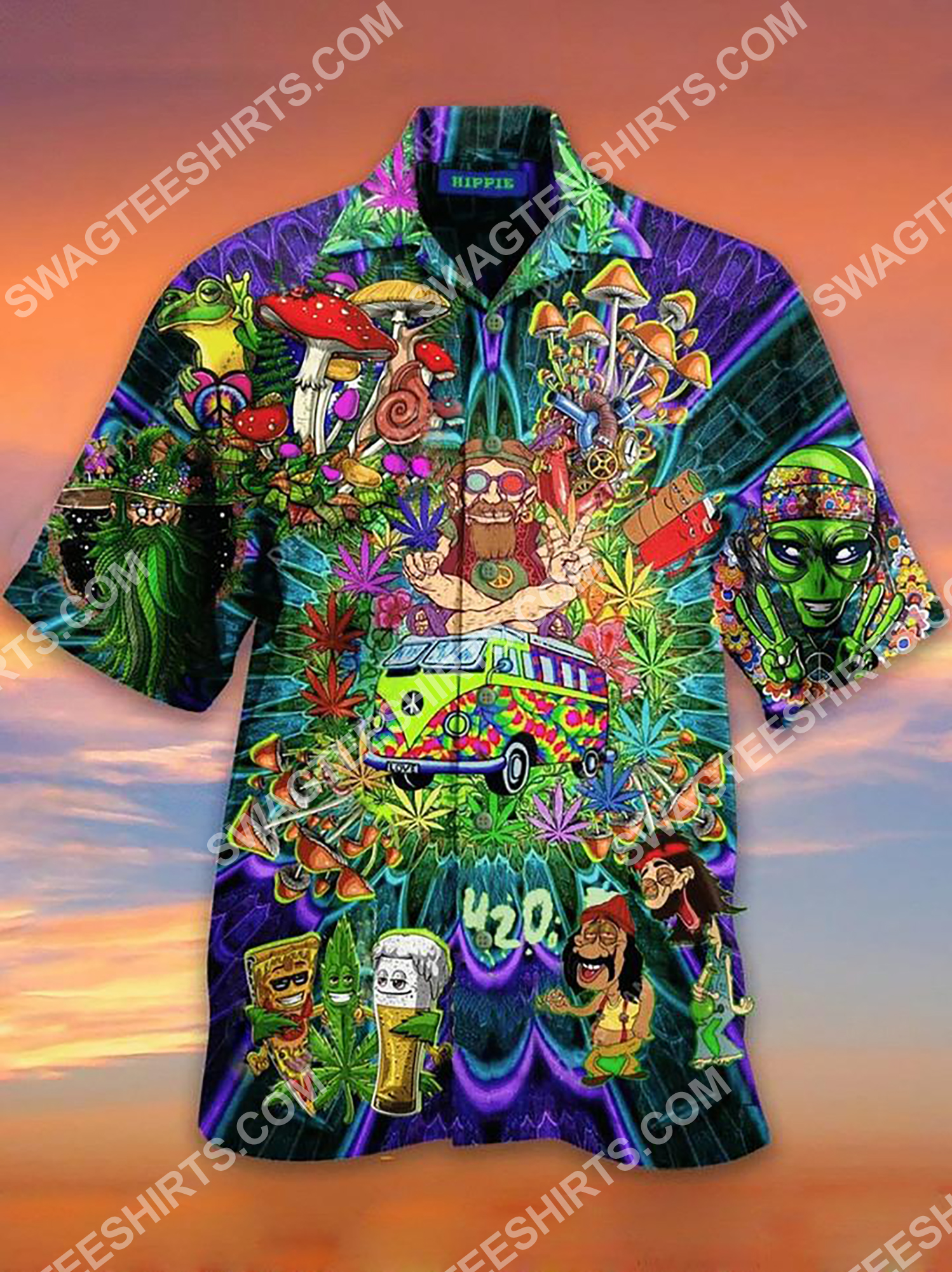 Hippie Mushroom All Over Printing Hawaiian Shirt Hippie Mushroom All Over Printing Hawaiian Shirt
