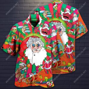 Hippie Santa All Over Printed Hawaiian Shirt