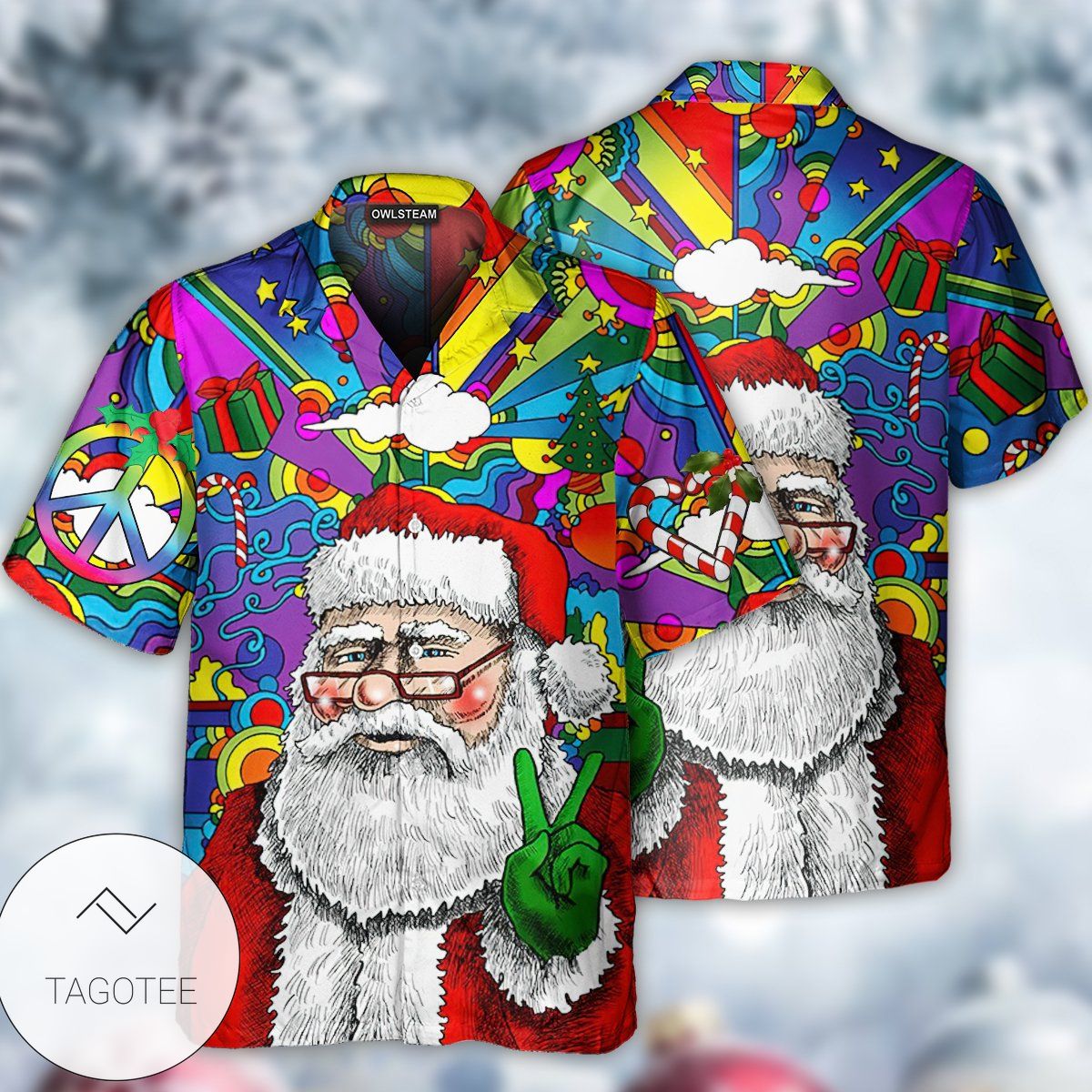 Hippie Santa Claus Christmas Hawaiian Shirt Hippie Santa Claus Christmas Hawaiian Shirt