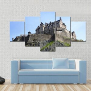 Historic Edinburgh Castle Built On Extinct Volcano - Nature 5 Panel Canvas Art Wall Decor