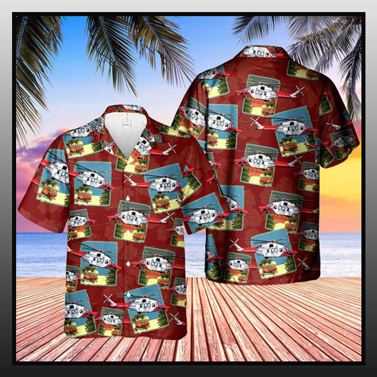 Hm Coastguard Aw189 Helicopter Hawaiian Shirt Hm Coastguard Aw189 Helicopter Hawaiian Shirt