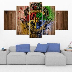 Hogwarts Crest - Abstract Harry Potter - Movie 5 Panel Canvas Art Wall Decor