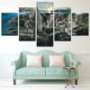 Hogwarts School Of Witchcraft And Wizardry Sunset - Harry Potter 5 Panel Canvas Art Wall Decor