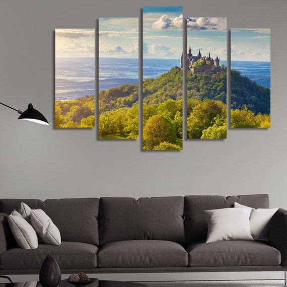 Hohenzollern Castle - Nature 5 Panel Canvas Art Wall Decor Hohenzollern Castle - Nature 5 Panel Canvas Art Wall Decor