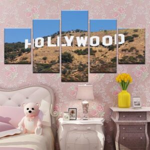Hollywood Sign California - Nature 5 Panel Canvas Art Wall Decor