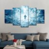 Holy Light in the clouds - Religion 5 Panel Canvas Art Wall Decor