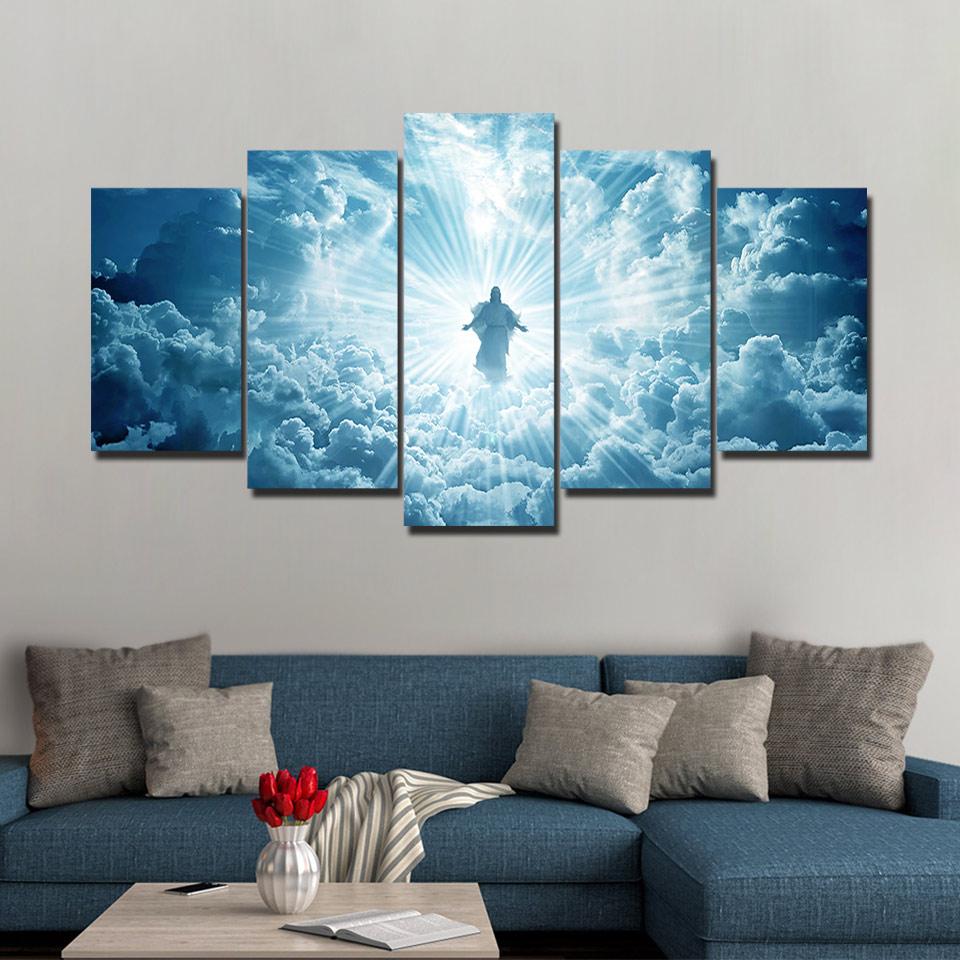 Holy Light in the clouds - Religion 5 Panel Canvas Art Wall Decor Holy Light in the clouds - Religion 5 Panel Canvas Art Wall Decor