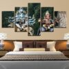 Home Ative India Elephant Head God Ganesha On - Religion 5 Panel Canvas Art Wall Decor