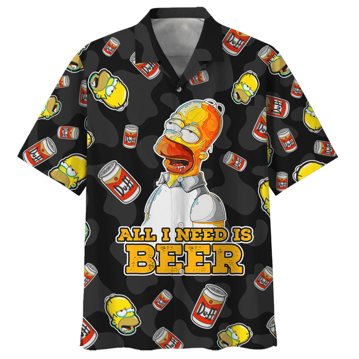 Homer Simpson All I Need Is Beer Hawaiian Shirt Homer Simpson All I Need Is Beer Hawaiian Shirt
