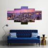 Hong Kong City At Night - Nature 5 Panel Canvas Art Wall Decor