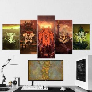Horde Side - Gaming 5 Panel Canvas Art Wall Decor
