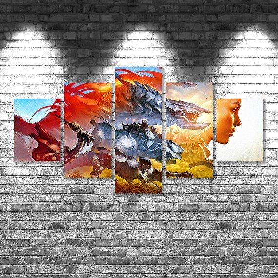 Horizon Zero Dawn 3 - Gaming 5 Panel Canvas Art Wall Decor Horizon Zero Dawn 3 - Gaming 5 Panel Canvas Art Wall Decor