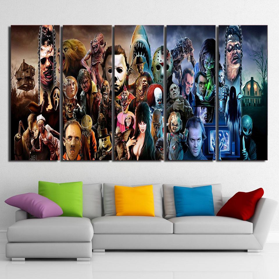 Horror 02 - Movie 5 Panel Canvas Art Wall Decor Horror 02 - Movie 5 Panel Canvas Art Wall Decor