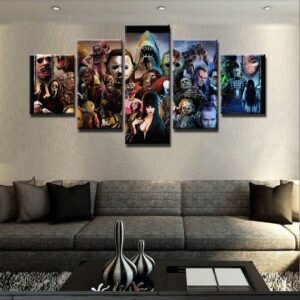 Horror Movie Hall Of Fame 1 - Movie 5 Panel Canvas Art Wall Decor