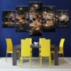 Horror Skull Gothic Skulls - Abstract 5 Panel Canvas Art Wall Decor