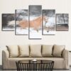 Horse Galloping Through A Snowy Field - Aniaml 5 Panel Canvas Art Wall Decor