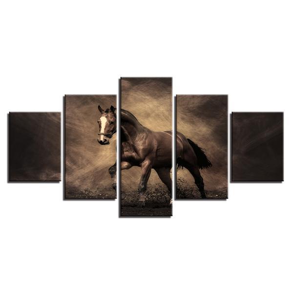 Horse Galloping - Animal 5 Panel Canvas Art Wall Decor Horse Galloping - Animal 5 Panel Canvas Art Wall Decor