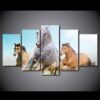 Horse Horses Running Galloping Modern - Animal 5 Panel Canvas Art Wall Decor
