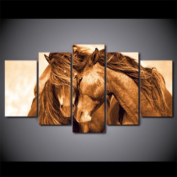 Horse Love 01 - Animmal 5 Panel Canvas Art Wall Decor Horse Love 01 - Animmal 5 Panel Canvas Art Wall Decor