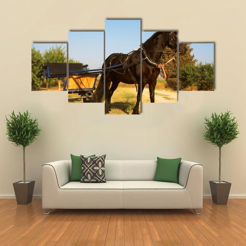 Horse Outdoor Summer Day - Animal 5 Panel Canvas Art Wall Decor Horse Outdoor Summer Day - Animal 5 Panel Canvas Art Wall Decor