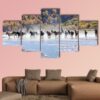 Horse Riding In Splashed Water - Animal 5 Panel Canvas Art Wall Decor