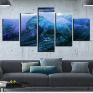 Horse Running 06 - Animal 5 Panel Canvas Art Wall Decor