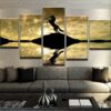Horse Silhouette - Animal 5 Panel Canvas Art Wall Decor