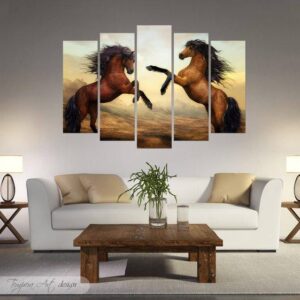 Horse Stallion - Animal 5 Panel Canvas Art Wall Decor
