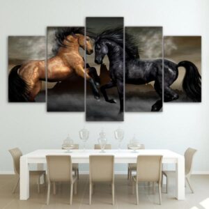 Horses - Animal 5 Panel Canvas Art Wall Decor