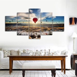 Hot Air Balloon 2 - Nature 5 Panel Canvas Art Wall Decor