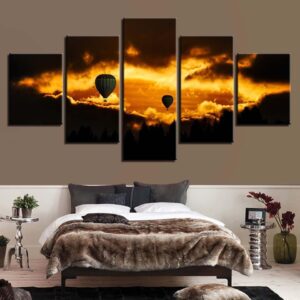 Hot Air Balloon 3 - Nature 5 Panel Canvas Art Wall Decor