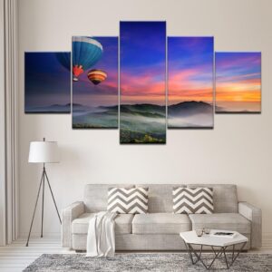 Hot Air Balloon 4 - Nature 5 Panel Canvas Art Wall Decor