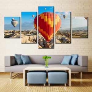 Hot Air Balloon 5 - Nature 5 Panel Canvas Art Wall Decor
